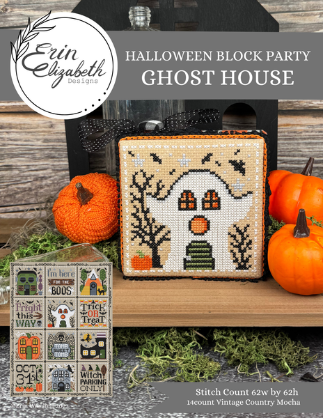 Erin Elizabeth - Halloween Block Party - Ghost House **needlework marketplace**