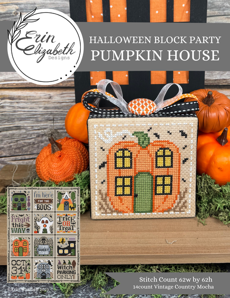 Erin Elizabeth - Halloween Block Party - Pumpkin House **needlework marketplace**