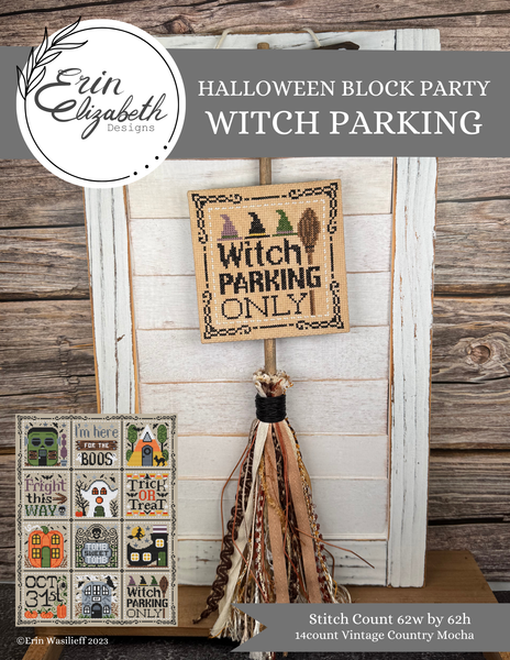 Erin Elizabeth - Halloween Block Party - Witch Parking **needlework marketplace**