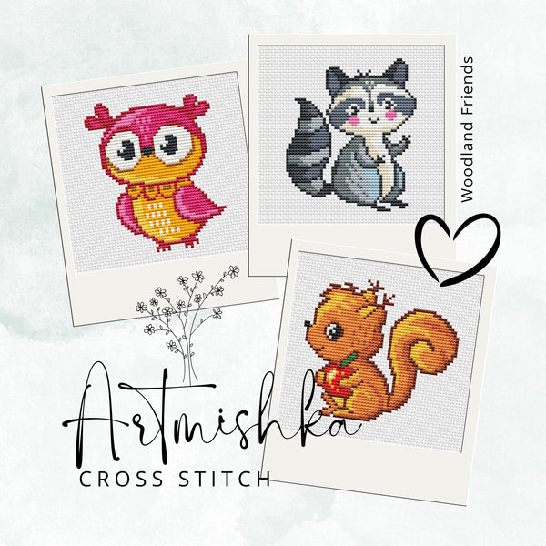 Artmishka - Set of 3: Squirrel, Owl, Raccoon