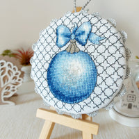 Artmishka - Christmas Ornament Blue Silver Ball